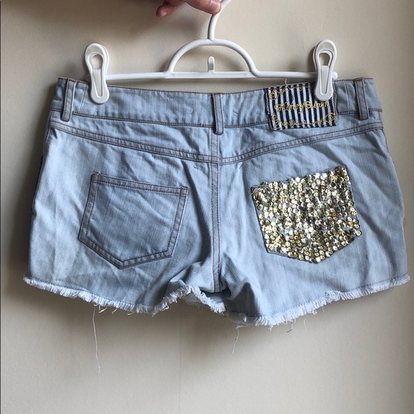 Sequined sexy washed denim shorts - Picture 2 of 4